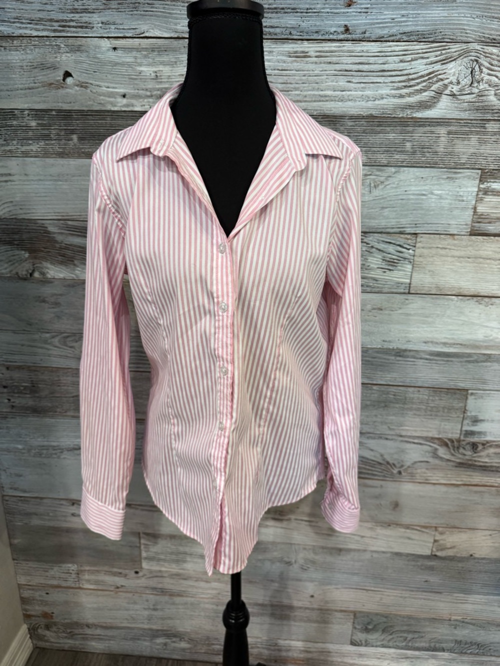 Women’s Pink Stripe Button-Down Shirt